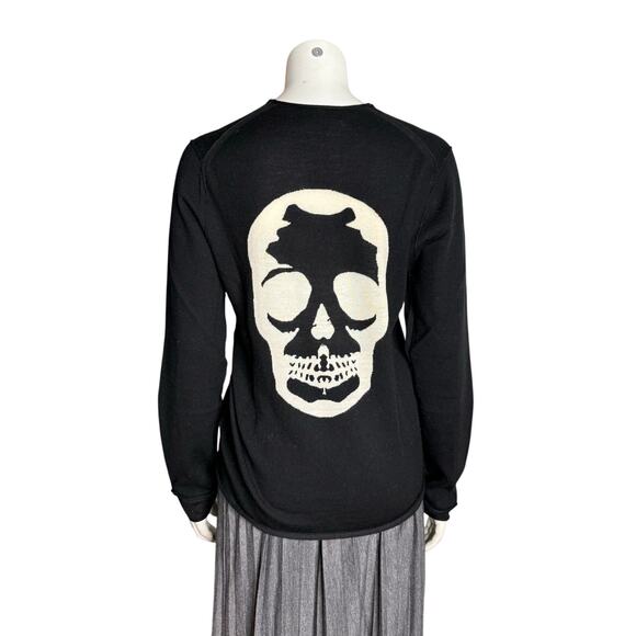 Zadig & Voltaire Sweater Women's Small 100% Merino Wool Skull Graphic Black - Picture 7 of 7
